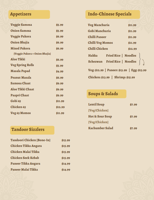 Menu Card 1