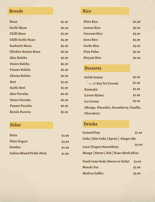 Menu Card 4
